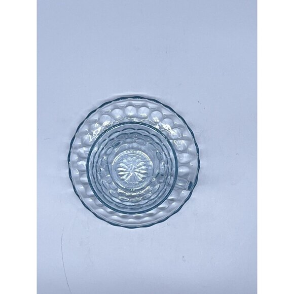 ANCHOR HOCKING Sapphire BLUE BUBBLE CUP & SAUCER SET - Picture 6 of 7